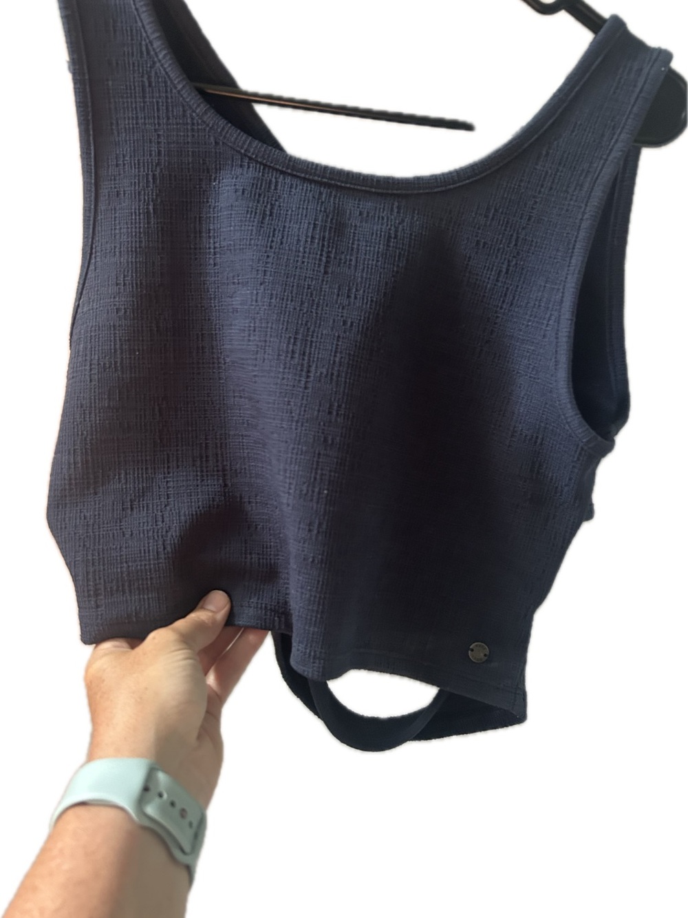 Cropped Roxy Textured Tank Top in Deep Navy
